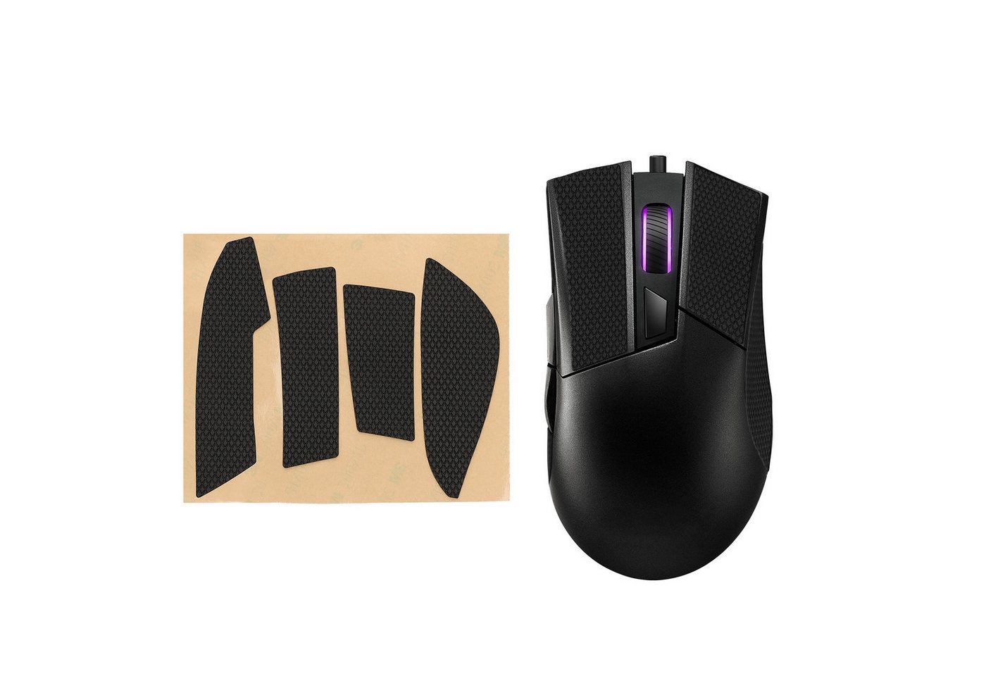 kwmobile Handgelenkstütze Gaming Maus Grip Tape für ASUS ROG Gladius II (1-tlg), Maus Rutschfestes Griffband für PC Maus Schwarz von kwmobile