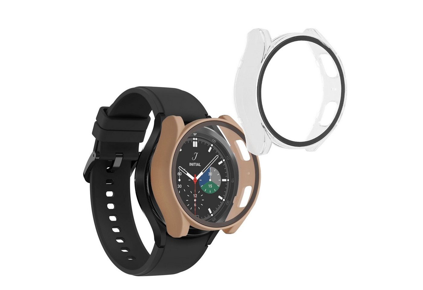 kwmobile Smartwatch-Hülle 2x Hülle für Samsung Galaxy Watch 6 40mm, Fullbody Fitnesstracker Glas Cover Case Schutzhülle Set von kwmobile