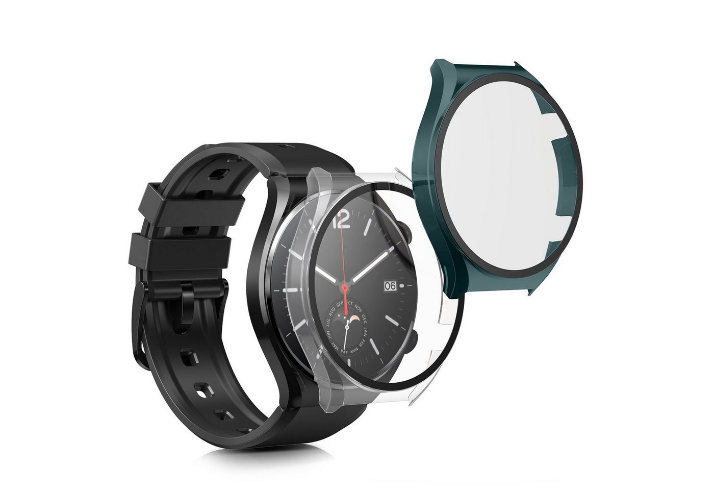kwmobile Smartwatch-Hülle 2x Hülle für Xiaomi Watch S1, Fullbody Fitnesstracker Glas Cover Case Schutzhülle Set von kwmobile