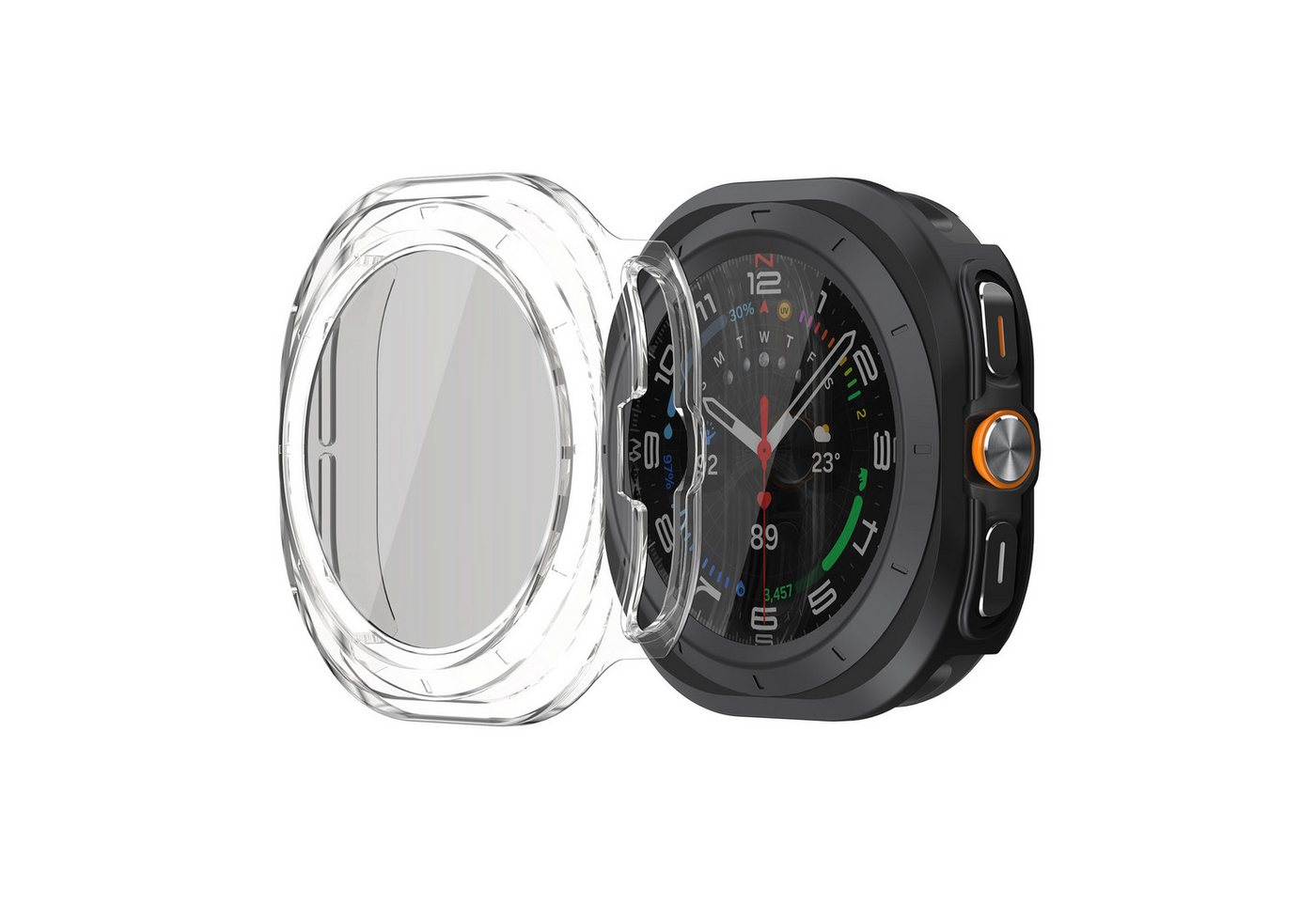 kwmobile Smartwatch-Hülle 2x Rundum Cover für Samsung Galaxy Watch Ultra 47mm Hülle, Fullbody Fitnesstracker Privatsphäre Case - Set aus Glas von kwmobile