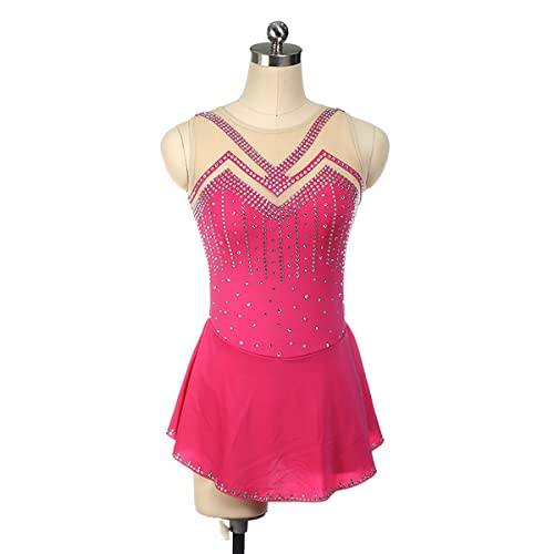 kzytamz ,Eiskunstlauf-Kleid Für Mädchen Und Damen Eisrock Maßgeschneidert, Wettkampf-Training, Performance-Kleidung Ärmellos (L,Rose red) von kzytamz