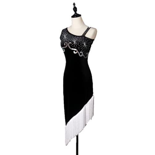 kzytamz Damen-Sommer-Profi-Latein-Tanzkleid, Performance-Wettkampfanzug,nationaler Standard-Tanz, einteiliges Kleid mit Fransen, Rumba-Samba-Kleid (White,M) von kzytamz