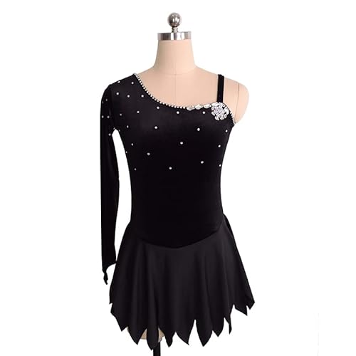 kzytamz Eiskunstlauf Kleid Classic Langarm E-Rock nach Maß Wettkampf Performance Kleidung Classic Langarm E-Rock nach Maß Wettkampf Performance Kleidung (XXS,Black) von kzytamz