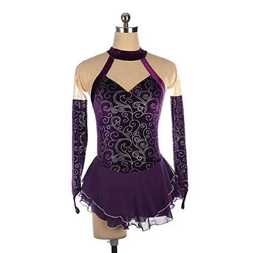 kzytamz Eiskunstlauf Kleid Damen Eiskunstlauf-Kleid Gymnastikanzug mädchen Damen Ballettkleid Latein Rollschuhkleid Tanzkleidung (XXXS,Purple) von kzytamz