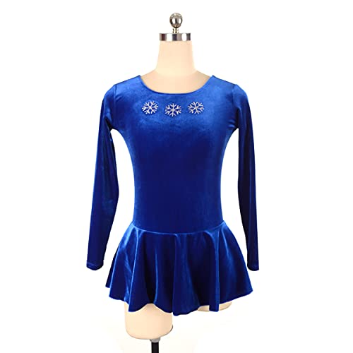 kzytamz Eiskunstlauf Kleid Für Mädchen Rollschuh Samt Hochelastisch Wettbewerb Eislaufbekleidung Rückenfrei Rollschuhlaufen Rock Mädchen Balletttanz Tutu Trikot Tanzkleidung (XL,Blue) von kzytamz