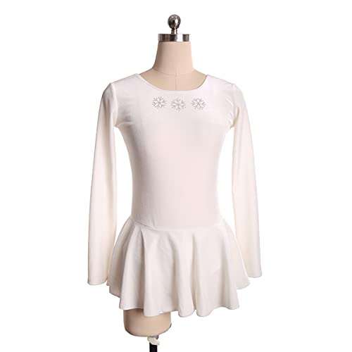 kzytamz Eiskunstlauf Kleid Für Mädchen Rollschuh Samt Hochelastisch Wettbewerb Eislaufbekleidung Rückenfrei Rollschuhlaufen Rock Mädchen Balletttanz Tutu Trikot Tanzkleidung (XL,White) von kzytamz