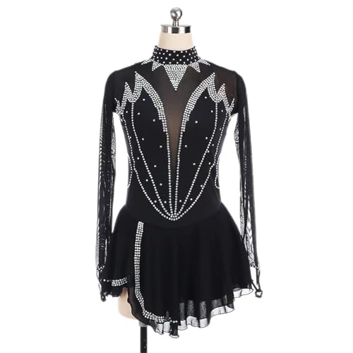 kzytamz Eiskunstlauf Kleider Figur Skating -Kleid Mädchen Eislaufkleid Elasthan Wettbewerb Eislaufbekleidung Hohe Elastizität (XS,Black) von kzytamz