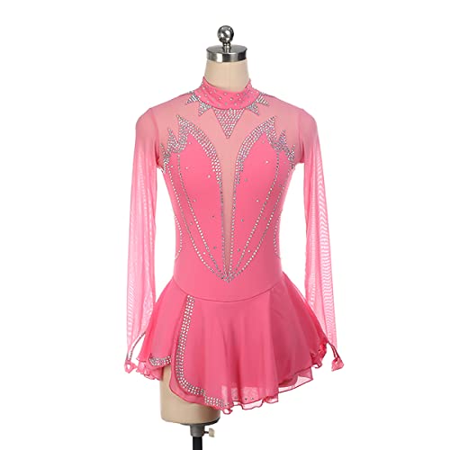 kzytamz Eiskunstlauf Kleider Figur Skating -Kleid Mädchen Eislaufkleid Elasthan Wettbewerb Eislaufbekleidung Hohe Elastizität (XXS,Pink) von kzytamz