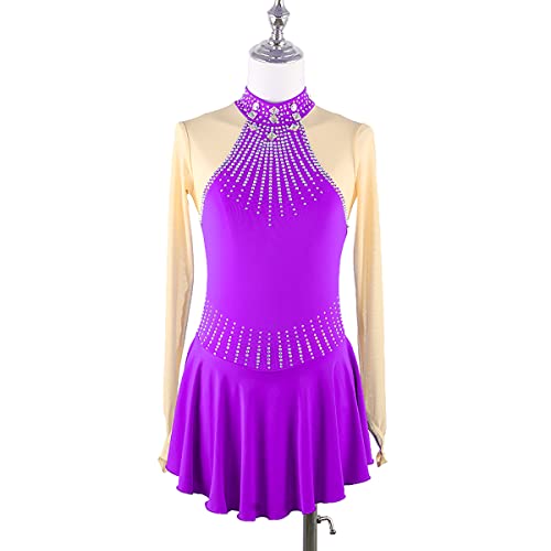 kzytamz Kinder Mädchen Eiskunstlauf Kleid Damen SchlittschuhEiskunstlauf Kleid Mädchen Gymnastik Ballett EIS Rollschuhlaufen Performance Kostüm (XS,Purple) von kzytamz