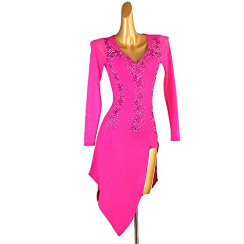 kzytamz Lateinisches Tanzkleid Damen Fransen Latein Tanzkleider für Frauen Kostüm Fransensaum Lateinisches Turnierkleid Tango Soziale Wettbewerb Kostüme (S,Rose red) von kzytamz