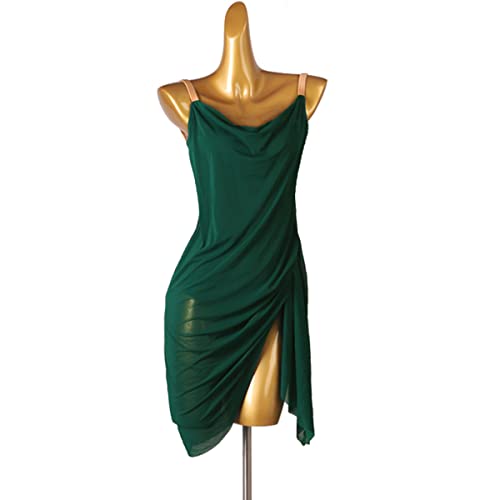 kzytamz Latin Performance Tanzkleider Damen Tango Praxis Tanz Kostüme Salsa Ballsaal Wettkampf Kleid Cha Cha Rock für Damen Tango Performance Tanzkleider Cha Cha Übungskleid (XXL,Green) von kzytamz