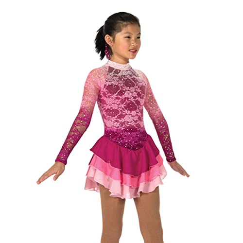 kzytamz Mädchen Eiskunstlauf Kleid Damen EIS Skate -Tanzkostüm Benutzerdefinierte Kinder Für Erwachsene Figur Skating -Anzug Langarmes Strassstudio Gymnastik (S,pink) von kzytamz