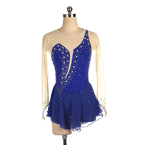 kzytamz Mädchen Eiskunstlauf Kleid Damen Professionelle Eiskunstlauf Wettbewerb Kleider Winter Schlittschuh Kostüm Mädchen Crystal Activewear (XXL,Royal Blue) von kzytamz