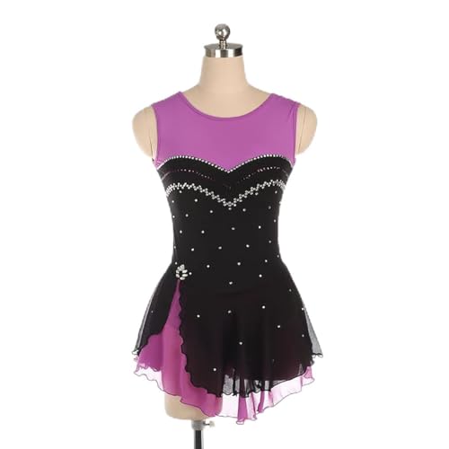 kzytamz Mädchen Eiskunstlauf Kleid Rollschuhkleid Trikot Ärmellos Gymnastikanzug Turnanzug Ballettkleid Mädchen Röckchen Für Ballett (XL,Violet) von kzytamz