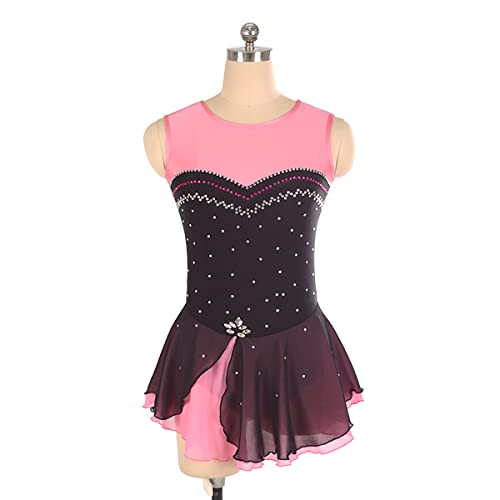 kzytamz Mädchen Eiskunstlauf Kleid Rollschuhkleid Trikot Ärmellos Gymnastikanzug Turnanzug Ballettkleid Mädchen Röckchen Für Ballett (XXS,Pink) von kzytamz