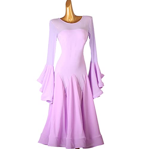 kzytamz Nationales Standard-Tanzkleid Ballsaalkleider Moderne Damen Walzer Ballsaal Tanzen Praxis Kostüm Cha-Cha-Standardkleid Sommer-Tango-Tanzkleidung Geschenke für Frauen (XXL,Purple) von kzytamz