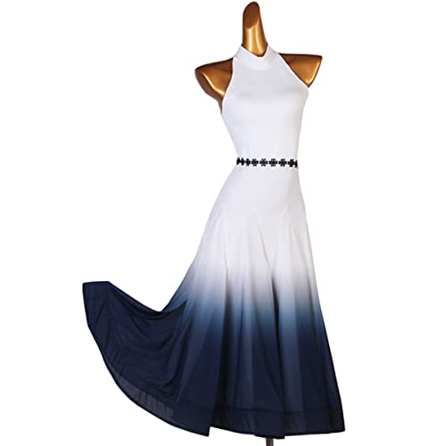 kzytamz Nationales Standard-Tanzkleid Ballsaalkleider Modernes Elegante Tanzkleid Damenwalzer Ärmelloses Standardkleid Sommerweiße Kleider Tango Soziale Wettbewerb Kostüme (S,white1) von kzytamz