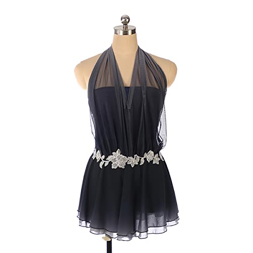 kzytamz Rhythmische Gymnastik Trikots Ärmellos Gymnastik Kleid Ballett Einfache Großzügige Eiskunstlauf Kleid Trikot Body mit Strass Wettbewerb Kostüm Gymnastikanzug (XS,Dark Blue) von kzytamz