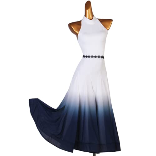 kzytamz Tanzen Kleider Gesellschaftstanz Ballsaal Kostüm Glänzendes Walzer Kleid Lang Salsa-Ballsaalkleid Große Swing-Luxus-Standardkleid-Tango-Kostüme (Blue,XXL) von kzytamz