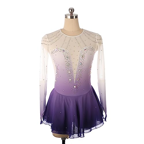 kzytamz Wettbewerb Kleid Für Mädchen Eislauf Kostüm Für Damen Gymnastik Ballettröckchen Tanzrock Handgemachtes Mesh (XL,Purple) von kzytamz