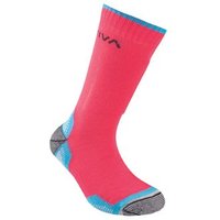 Kids Mountain Socks, Mountain Hiking Footwear, S, Hibiscus/Malibu Blue (Pink) - La Sportiva von la sportiva