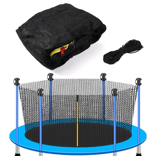 4,27m Trampolinnetz-Ersatz für Rahmen mit 6 Geraden Stangen, Trampolin-Sicherheitsnetz mit Verstellbarem Riemen Doppeltem Reißverschluss und 13m Langem Seil 4,27m Trampolinnetz-Ersatz für Rahmen mit 6 Geraden Stangen, Trampolin-Sicherheitsnetz mit Verstellbarem Riemen Doppeltem Reißverschluss und 13m Langem Seil von lasuroa