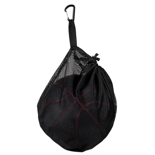 lasuroa Einzel Balltasche mit Reißverschlusstasche, 25x30cm Ball Netztasche für Rucksack Ballaufbewahrungstasche mit Kordelzug Schnallenclip zum Tragen von Fussball Volleyball Basketball von lasuroa