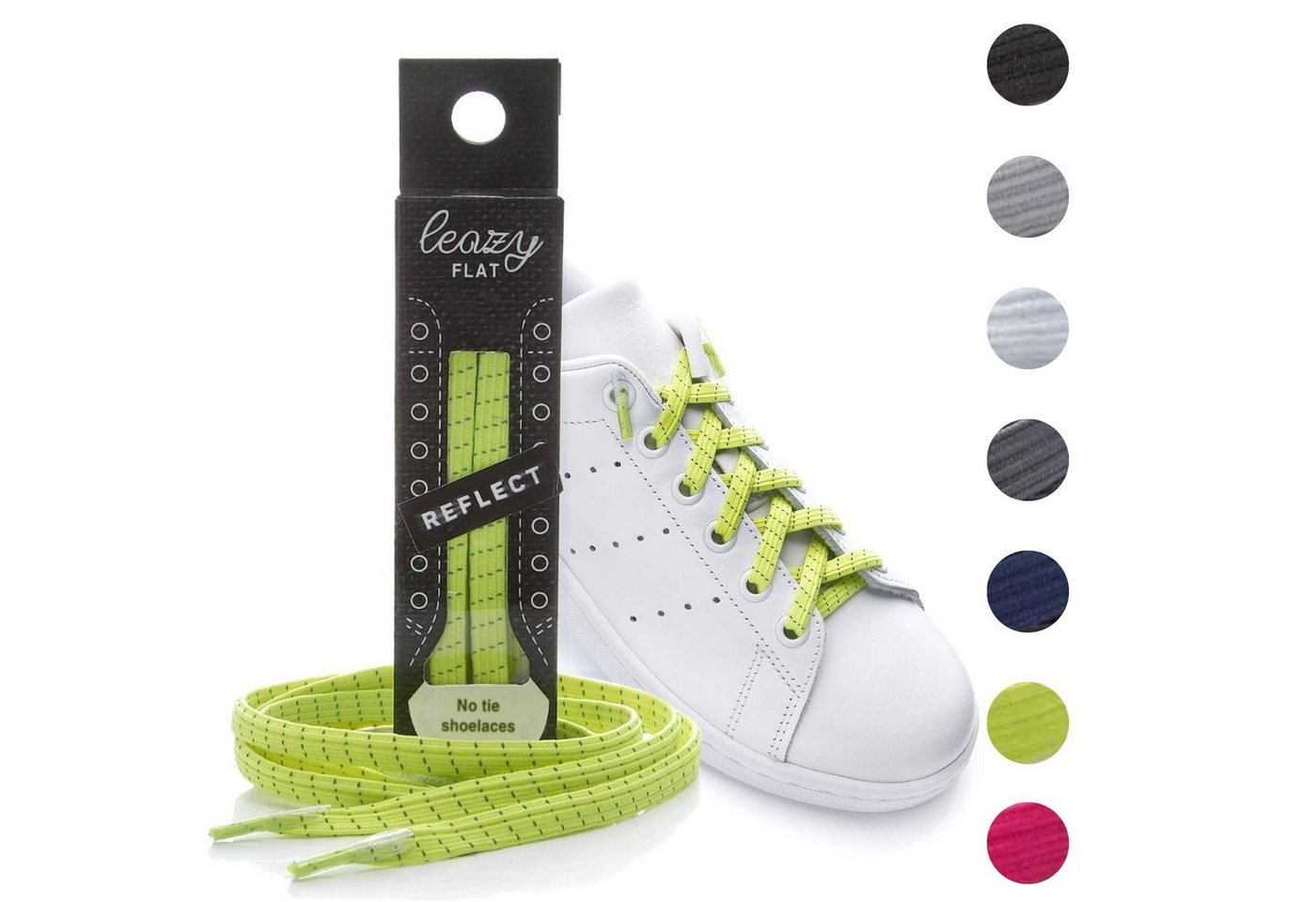 leazy Schnürsenkel ohne Binden Flache Elastische Schuhbänder zum Einhaken, Reflektierende Gummischnürsenkel für Kinder und Erwachsene leazy Schnürsenkel ohne Binden Flache Elastische Schuhbänder zum Einhaken, Reflektierende Gummischnürsenkel für Kinder und Erwachsene von leazy