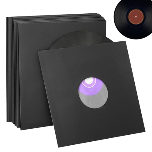 leryveo Schallplattenschutzhüllen,Albenhüllen für Schallplatten | 10 Stück Schallplattenschutz aus schwarzem Papier mit Poly-Futter,Multifunktionale, leichte Schallplattenhüllen, antistatische von leryveo
