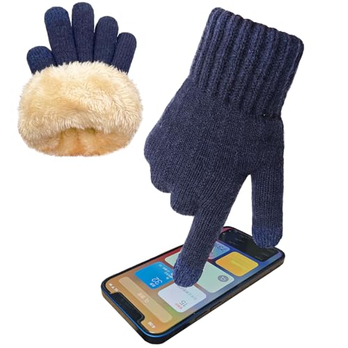 lifwimner Winter Handschuhe Damen Touchscreen Warme Fleece Strickhandschuhe Thermo Winterhandschuhe für Outdoor Sport Laufen Radfahren Freizeit(Marineblau) von lifwimner