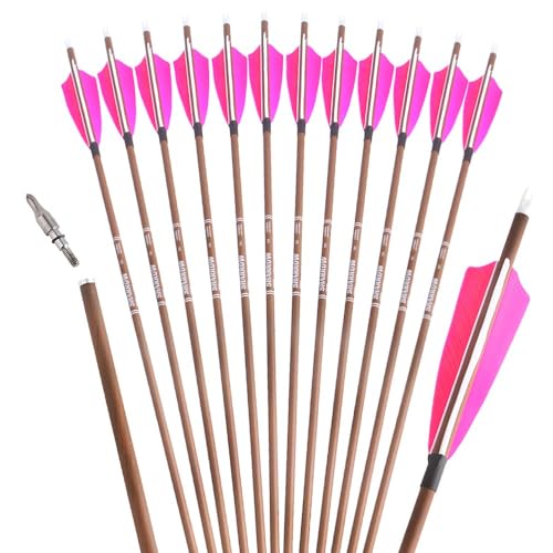 12pcs Bogenschießen Pfeil aus reinem Kohlenstoff Carbonpfeile 340 Spine 400 Spine 500 Spine 600 Spine Pfeile für Compound- und Recurve-Bögen Traditionelles Bogenschießen im Freien (340 Spine, rosa) von limaity