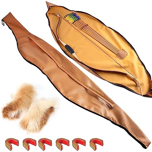 limaity Traditionelle Bogentasche 60 Zoll Longbow Case Tasche Pfeil Köcher Set für Longbow oder Recurve Bogen Pferdebogen Rucksack Fall Verstellbare Träger (Braun) von limaity