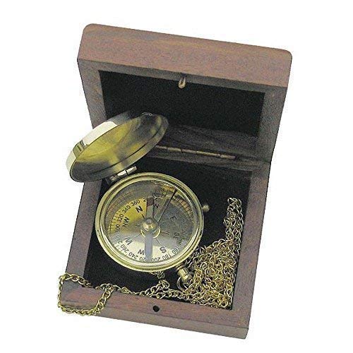 Taschenkompass, Magnetkompass mit Kette, Kleiner Taschenuhren Kompass in Holzbox von linoows