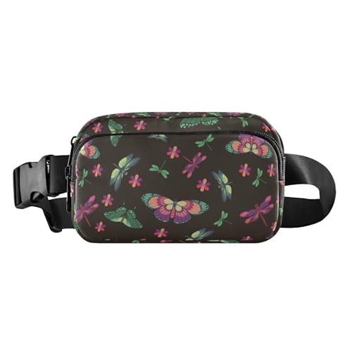 Bunte Gürteltasche mit Schmetterlingen, für Damen, Herren, Teenager, wasserabweisend, Crossbody-Tasche, Diebstahlschutz, Hüfttasche mit verstellbarem Riemen für Reisen, Urlaub, Laufen, Schmetterling, von linqin