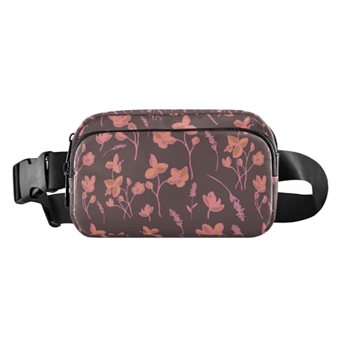 Kleine Umhängetasche mit Blumenzweigen, süße Umhängetasche, Hüfttasche für Damen und Herren, kleine Schultertasche mit verstellbarem Riemen für Reisen, Urlaub, Laufen, Kleine Blumenzweige, 1 size von linqin