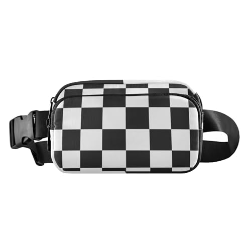 Modische Gürteltasche für Damen, Herren, Teenager, wasserdicht, mit verstellbarem Gurt, für Einkaufen, Sport, Arbeit, Weiß / Schwarz, Weiß / Schwarz kariert, 1 size Modische Gürteltasche für Damen, Herren, Teenager, wasserdicht, mit verstellbarem Gurt, für Einkaufen, Sport, Arbeit, Weiß / Schwarz, Weiß / Schwarz kariert, 1 size von linqin