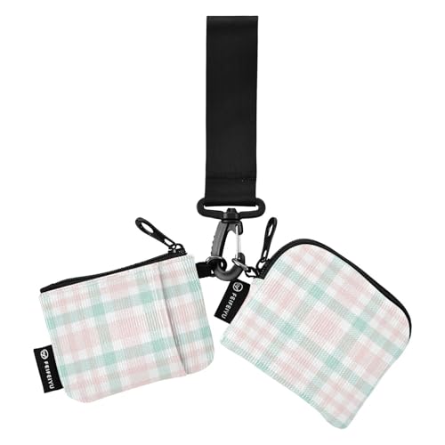 Pale Peach Plaid Damen Münzgeldbörsen Kartenetuis Niedlich Mode Kleingeld Geldbörse Schlüsselhalter mit Reißverschluss Münzfach für Damen Mädchen 2 Packungen, Helles Pfirsichkaro, 1 size von linqin