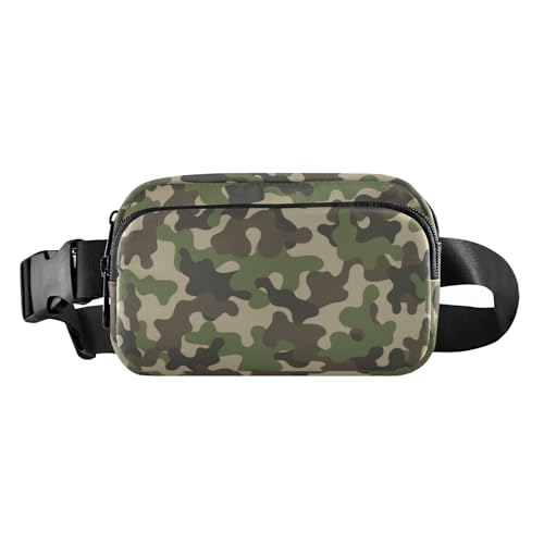 Stilvolle Bauchtasche für Herren und Damen, große Kapazität, Gürteltasche mit verstellbarem Riemen, für Reisen, Urlaub, Laufen, Camouflage, 1 size von linqin