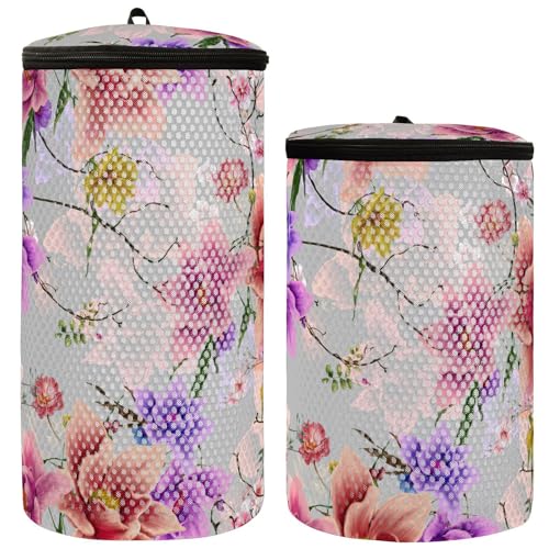 Wasserfarben Blatt Blumen Schuhwaschbeutel Sneakers Waschmaschinentasche 2 Stück Sneaker Taschen für Wäsche Tennisschuh Waschmaschine Tasche, Aquarell-Blattblumen, 1 size, Claasic von linqin