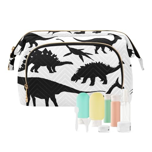 linqin Kosmetiktasche mit Dinosaurier-Silhouetten, Reißverschluss, Kulturbeutel für Damen und Damen, Geldtasche für Make-up-Organizer, Dinosaurier-Silhouetten, 1 size von linqin