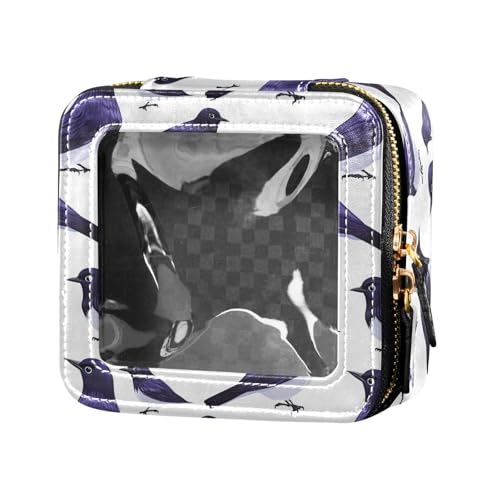 linqin Kosmetiktasche mit Reißverschluss, Motiv: Cartoon-Vögel, Weiß, transparent, Cartoon-Vögel, weiß, 1 size von linqin