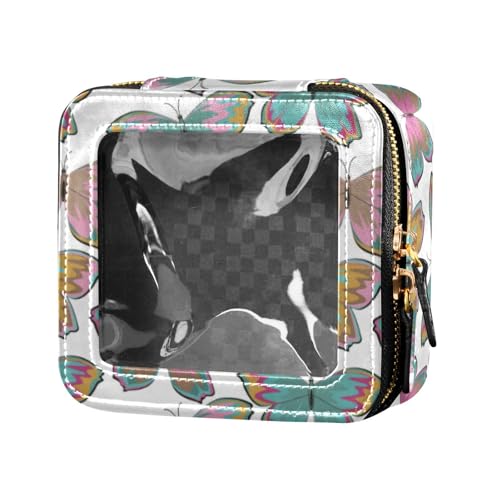 linqin Kosmetiktasche mit bunten Schmetterlingen, transparent, klein, mit Reißverschluss, Hautpflege-Tasche für Reisen, Bunte Schmetterlinge, 1 size von linqin