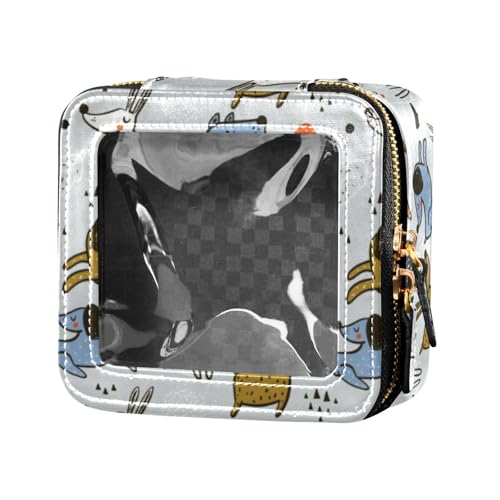 linqin Kosmetiktasche mit niedlichem Cartoon-Hund, transparent, mit Reißverschluss, Leder-Organizer-Tasche für Damen, Niedliche Cartoon-Hunde, 1 size von linqin