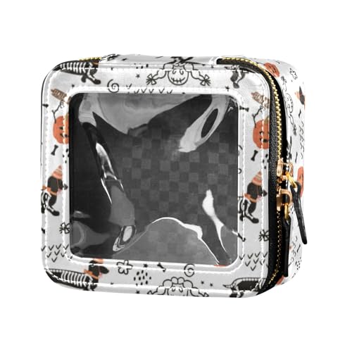 linqin Mini-Make-up-Tasche mit Halloween-Muster, transparent, Reisetaschen für Toilettenartikel, Leder-Organizer-Taschen für Reisen, Halloween-Muster, 1 size von linqin