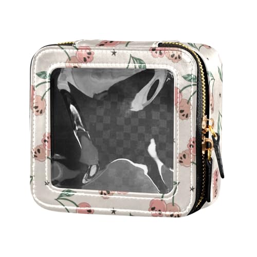 linqin Mini-Make-up-Tasche mit Kirschschädel und Beeren, transparent, Kulturbeutel, tragbarer Make-up-Organizer für Damen, Cherry Skull Berry, 1 size von linqin