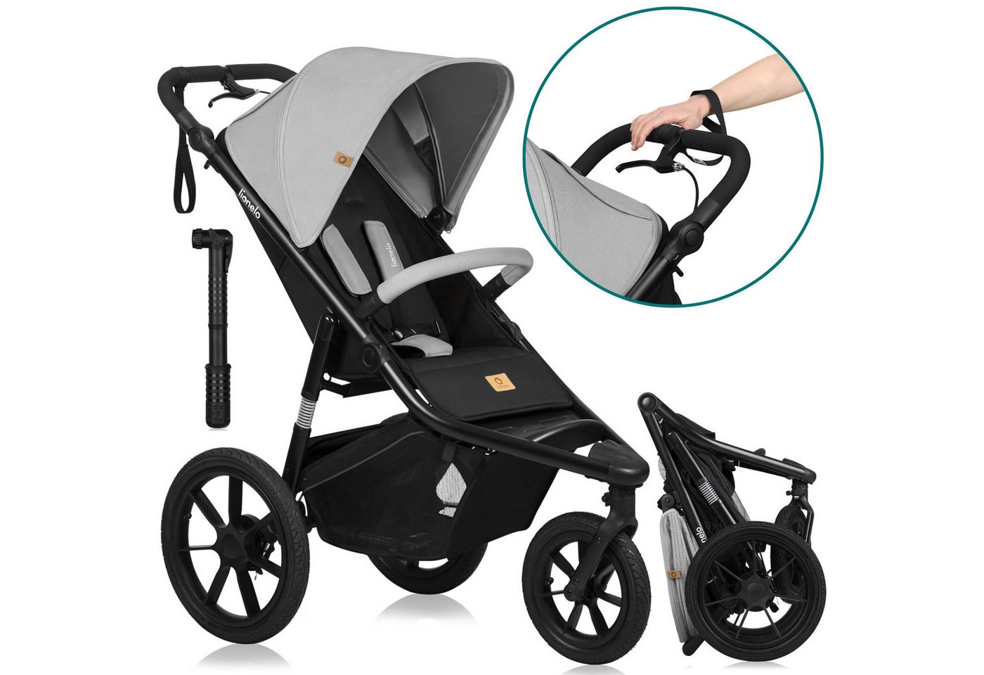 lionelo Dreirad-Kinderwagen AZURA, Baby-Jogging-Kinderwagen/ab 6 Monaten/sichere Wahl/bis zu 22 kg von lionelo
