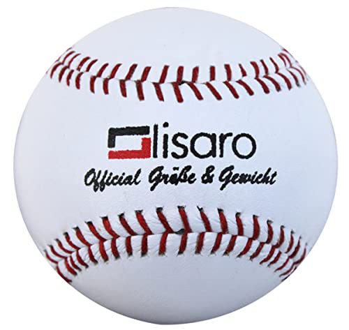 Lisaro Profi Baseball Basebälle | geeig. für Baseball Training Erwachsene und Teenager Studenten | Material Rindsleder | Top Qualität | Farbe Weiss, Baseball Umfang von Ca.9 Zoll von lisaro