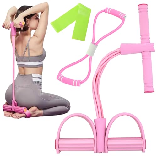 Lomdung Pedal Widerstandsband mit 8-förmiges Widerstandsband und Fitnessbänder, 6 Tubes Gummi Elastische Zugseil, Fitness Übungsbänder Sicher und Ungiftig, zum Trainieren von Taille Beinen Bauch, Rosa Lomdung Pedal Widerstandsband mit 8-förmiges Widerstandsband und Fitnessbänder, 6 Tubes Gummi Elastische Zugseil, Fitness Übungsbänder Sicher und Ungiftig, zum Trainieren von Taille Beinen Bauch, Rosa von lomdung