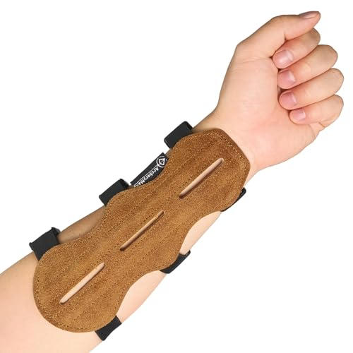 Unterarmschutz-Bogenschießen Armschutz aus Leder mit belüftetem Design, Schutzarmschutz mit verstellbaren elastischen Riemen und Schnellverschlüsse für Erwachsene und Kinder zum Schießen und Jagen Unterarmschutz-Bogenschießen Armschutz aus Leder mit belüftetem Design, Schutzarmschutz mit verstellbaren elastischen Riemen und Schnellverschlüsse für Erwachsene und Kinder zum Schießen und Jagen von longbowmaker