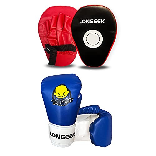 Longeek Boxhandschuhe Kinder und Pads 4oz Training Fight Gloves Sparring Boxsack Muay Thai Kampfhandschuhe für 3-7 Jahre Baby von longeek